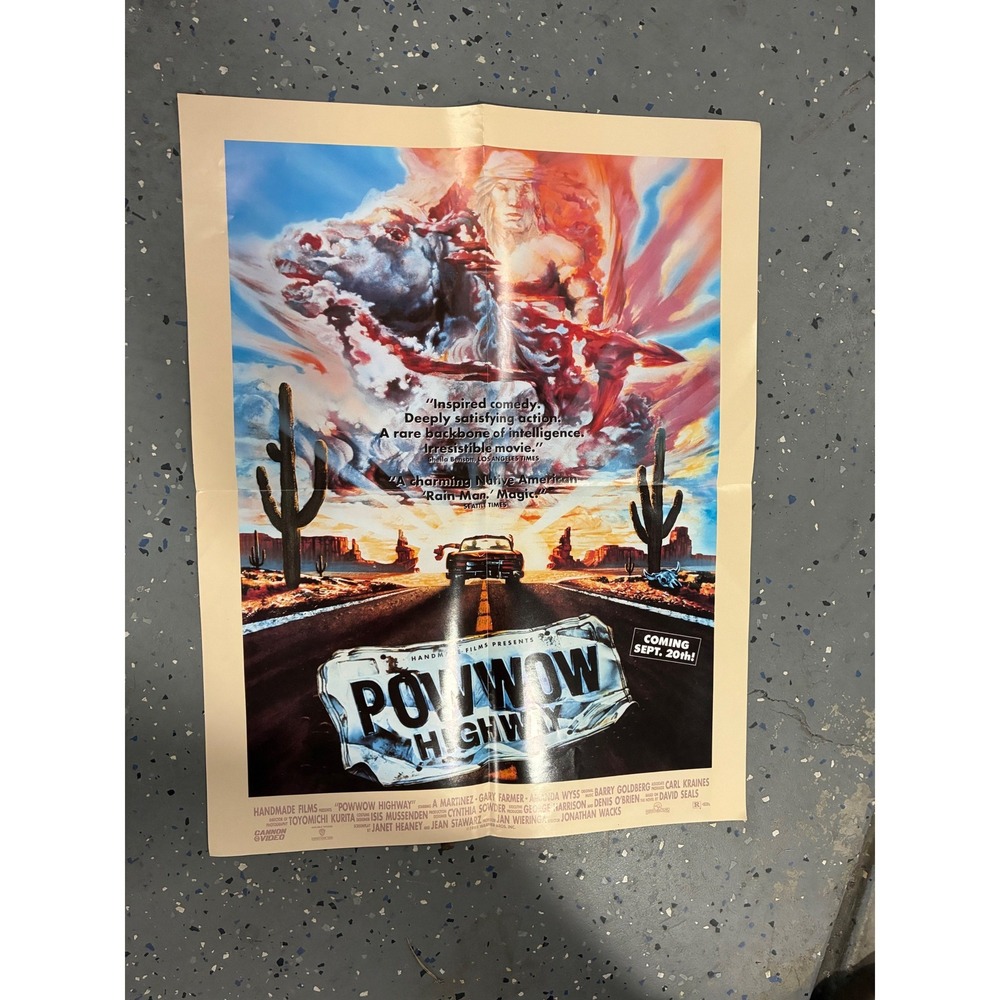 Vintage 1989 Powwow Highway Movie Poster Original One Sheet Folded 12x8
